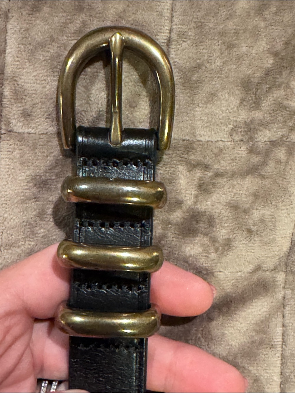 Banana Republic Black Leather Belt with Gold Hardware- Small